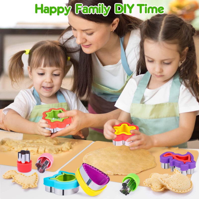 HINZER 12 Pack Sandwich Cutter and Sealer Set Uncrustables Maker Crustable Bread Decruster DIY Cookie Stamps Mold Vegetable Fruit Cutters Shapes for Kids Back to School Bento Box Accessories - Image 5