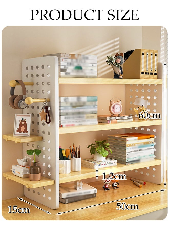 DUNISO Desktop Bookshelf,Open Shelf Short Bookshelf, Office Storage Rack, 3-Tier Freestanding Storage Display Cabinet Organizer with Legs,Multipurpose Shelves for Home Decor,Office,Gifts (50*15*60) - Image 2