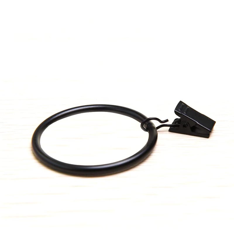 Coideal Large Curtain Rings with Clips 10 Pack 25 Inch XL Extra Rustproof Strong Metal Decorative Drapery Window Curtain Hoops Clip Ring Fit Up to 2 Inch Rod Vintage Black
