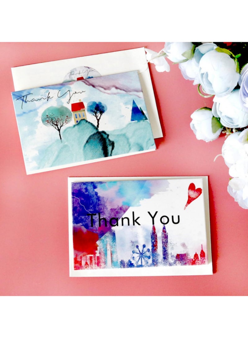 6 Pack Watercolor Thank You Greeting Cards Gift Cards with 6 Stickers and 6 Envelopes for All Graduation Weddings Occasion Birthdays Baby Showers Teachers Wedding Gifts Appreciation Cards - Image 3