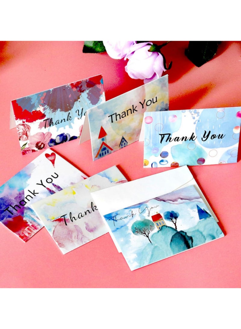 6 Pack Watercolor Thank You Greeting Cards Gift Cards with 6 Stickers and 6 Envelopes for All Graduation Weddings Occasion Birthdays Baby Showers Teachers Wedding Gifts Appreciation Cards - Image 4