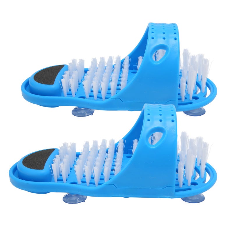 Foot Washing Brush: Blue Plastic Slipper With 1000+ Brushes - Pumice Exfoliation Relax Muscles Foot Cleaner Slipper for Bathroom Foot Cleaning Massage - Image 1