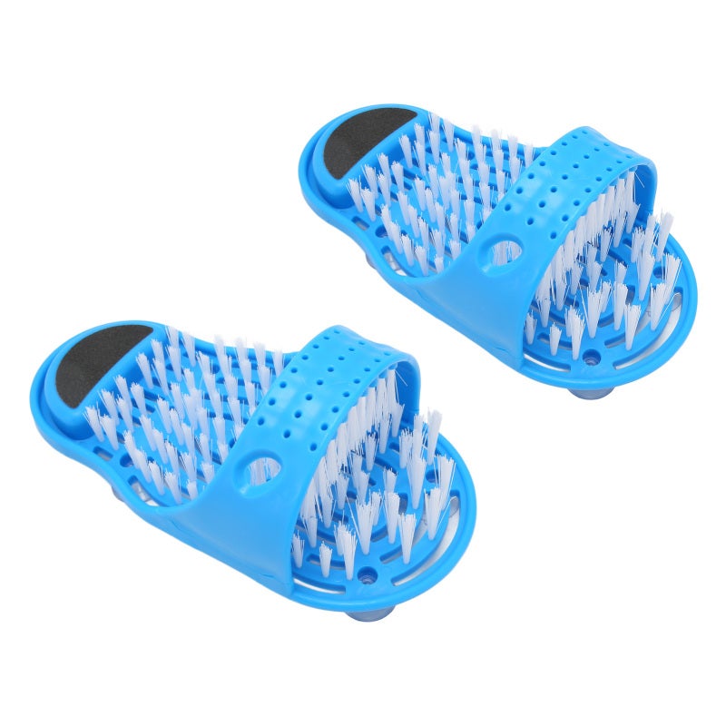 Foot Washing Brush: Blue Plastic Slipper With 1000+ Brushes - Pumice Exfoliation Relax Muscles Foot Cleaner Slipper for Bathroom Foot Cleaning Massage - Image 4