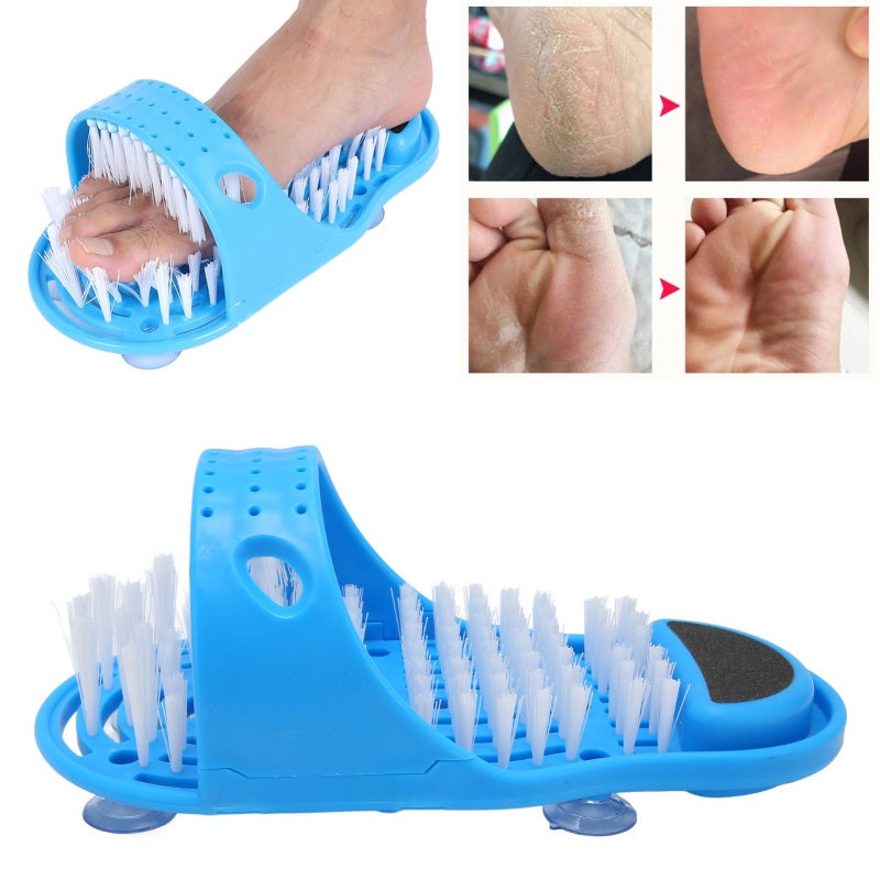 Foot Washing Brush: Blue Plastic Slipper With 1000+ Brushes - Pumice Exfoliation Relax Muscles Foot Cleaner Slipper for Bathroom Foot Cleaning Massage - Image 5