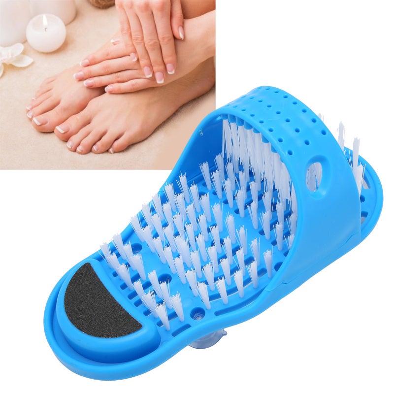 Foot Washing Brush: Blue Plastic Slipper With 1000+ Brushes - Pumice Exfoliation Relax Muscles Foot Cleaner Slipper for Bathroom Foot Cleaning Massage - Image 2