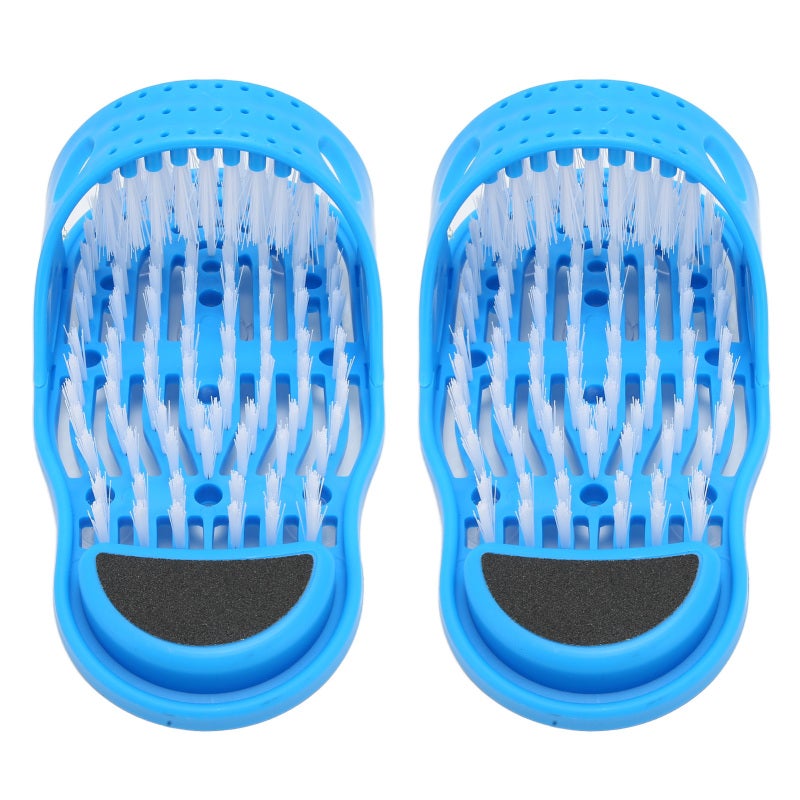 Foot Washing Brush: Blue Plastic Slipper With 1000+ Brushes - Pumice Exfoliation Relax Muscles Foot Cleaner Slipper for Bathroom Foot Cleaning Massage - Image 3