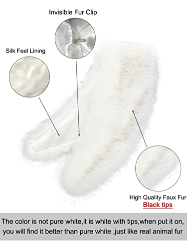 LA CARRIE Women's Faux Fur Collar Scarf Wrap Shawl Cold Winter Warmer(White) - Image 2