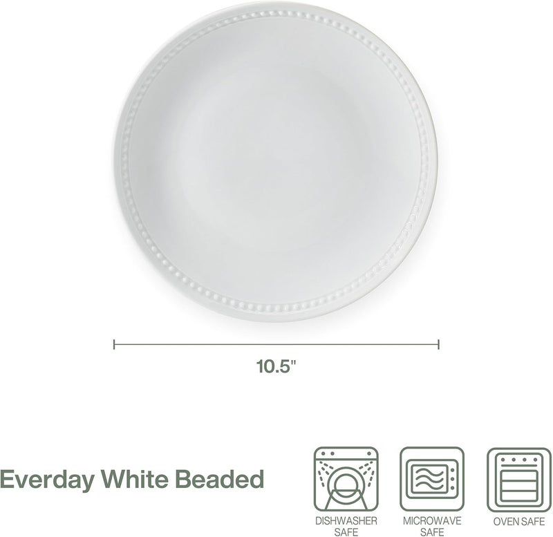 Everyday White طقم أطباق عشاء كوبية مزينة من 4 قطع 10.5 بوصة - Image 2