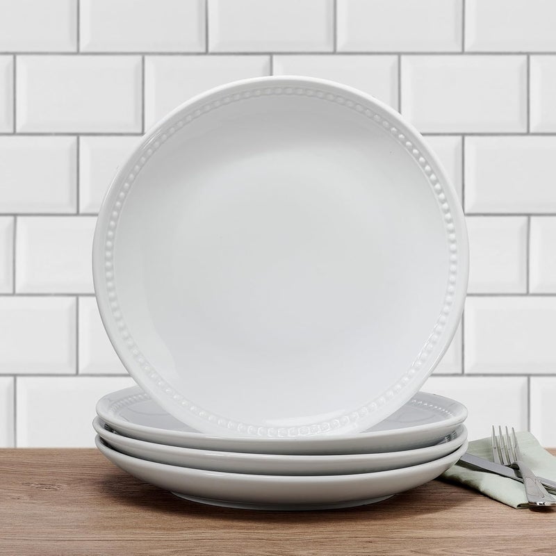 Everyday White طقم أطباق عشاء كوبية مزينة من 4 قطع 10.5 بوصة - Image 4