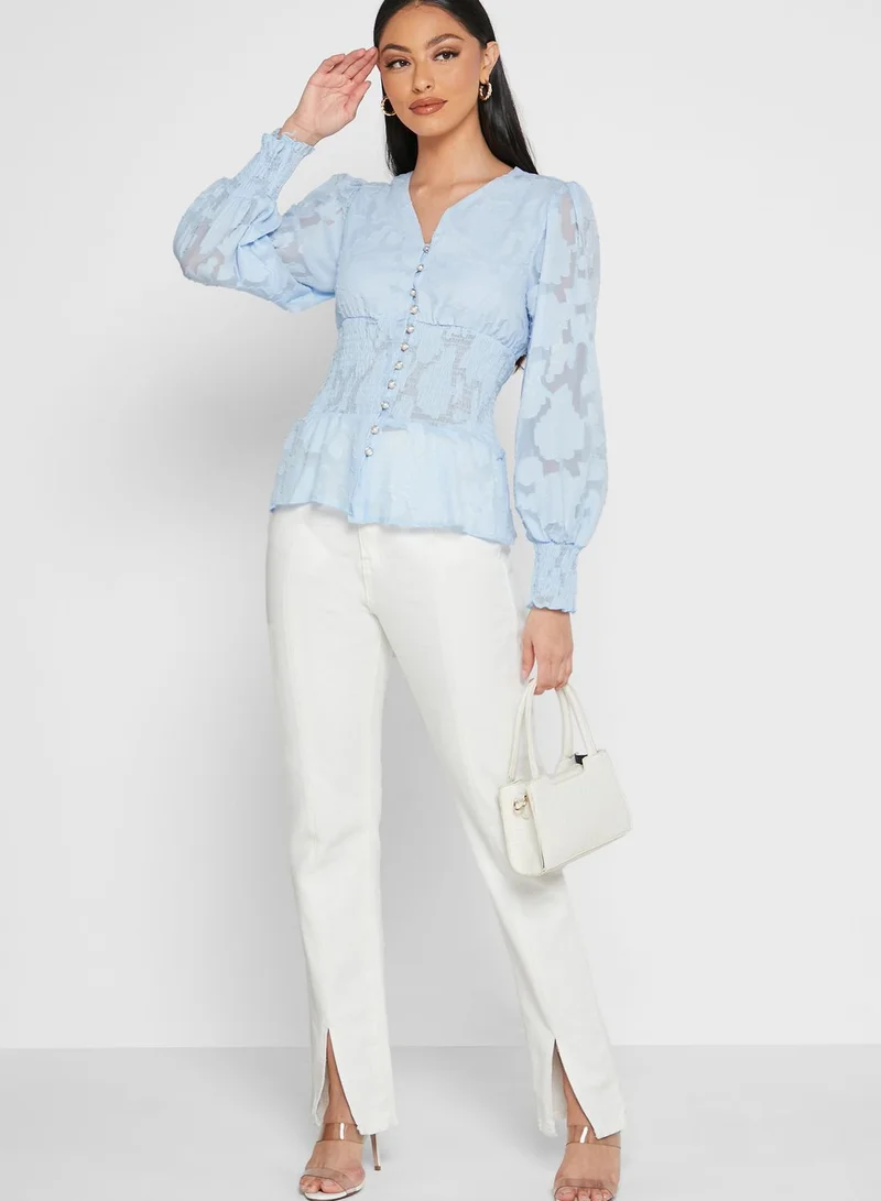 ELLA Shirred Waist Detail Top