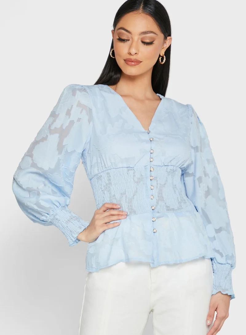 ELLA Shirred Waist Detail Top