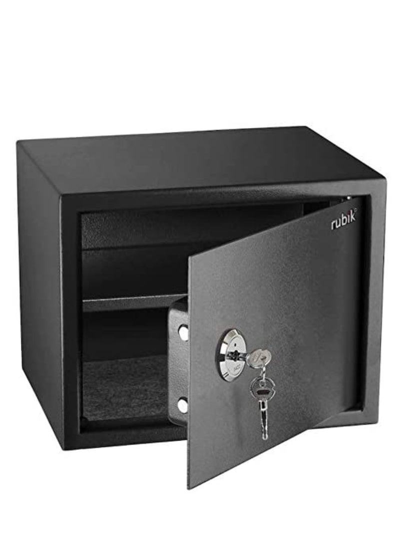 Rubik - Safe Box with Key and Shelve for Home Office Shop RB30K1 (30x38x30cm, Black) - Image 1