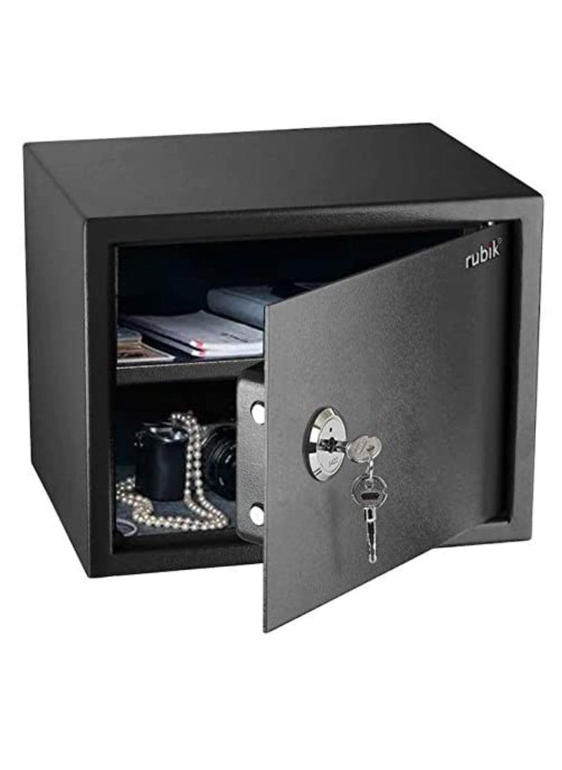 Rubik - Safe Box with Key and Shelve for Home Office Shop RB30K1 (30x38x30cm, Black) - Image 1