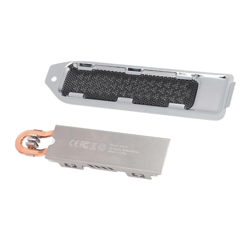 مجموعة مشتت حرارة لـ M2 NVME SSD مع أنابيب حرارية مزدوجة من النحاس تبريد فعال للكونسول باللون الفضي - Image 4