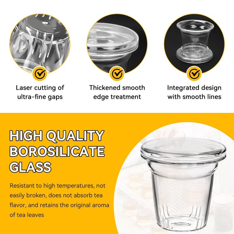 Nbbiww Glass Tea Infuser with Dual-Purpose Lid/Coaster for Teabloom, Glass Tea Strainers for Loose Tea-leaves, Universal Steeper for Teapots, Mug, Bottle, Cup, Travel Tumblersm Microwave & Dishwasher Safe - Image 3