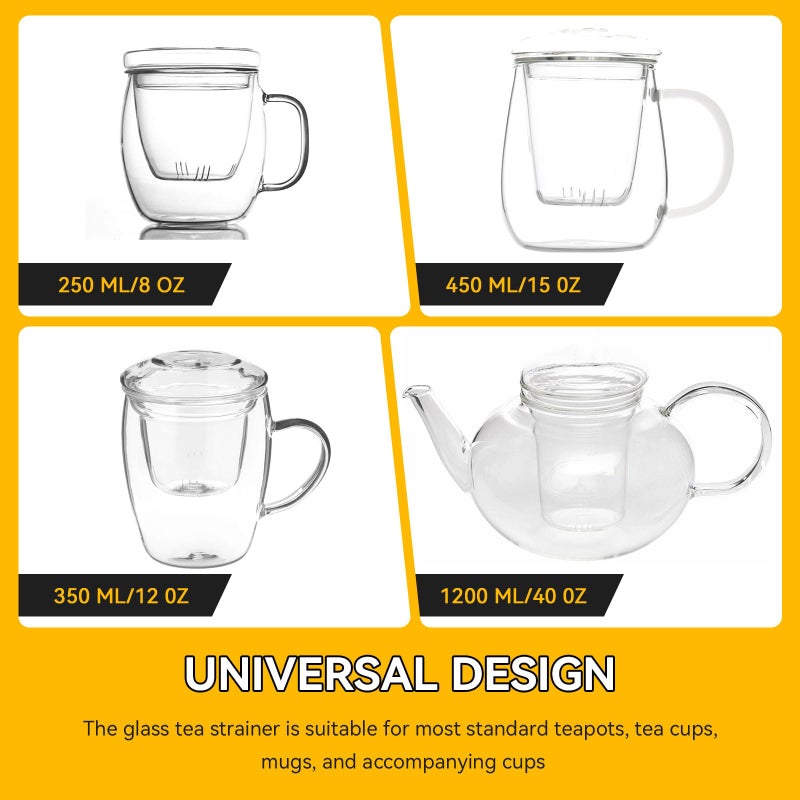 Nbbiww Glass Tea Infuser with Dual-Purpose Lid/Coaster for Teabloom, Glass Tea Strainers for Loose Tea-leaves, Universal Steeper for Teapots, Mug, Bottle, Cup, Travel Tumblersm Microwave & Dishwasher Safe - Image 5