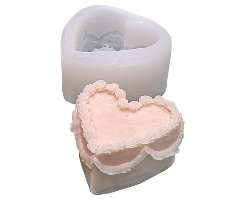 Shoppeecity Cakes Shape Type Candle Molds I 3D Fondant Silicone Epoxy Casting Mould I Heart Cake Shape for DIY Handmade Ornament Cake Dcor Aromatherapy Soap Resin Art Craft Making Home Decoration Heart B - Image 1
