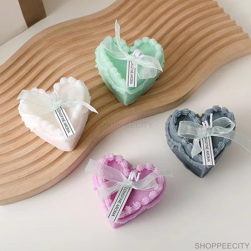 Shoppeecity Cakes Shape Type Candle Molds I 3D Fondant Silicone Epoxy Casting Mould I Heart Cake Shape for DIY Handmade Ornament Cake Dcor Aromatherapy Soap Resin Art Craft Making Home Decoration Heart B - Image 2