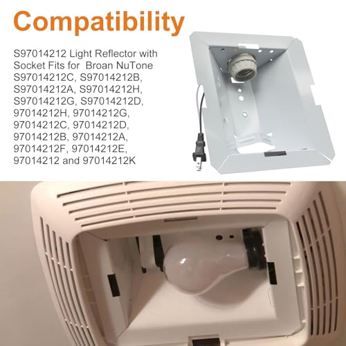 seork S97014212 Bathroom Fan Light Reflector with Socket Replacement Parts Fits for Broan NuTone 763N HB80RL 678 679 655-C 679L 683L 763N HD50LNT - Image 4