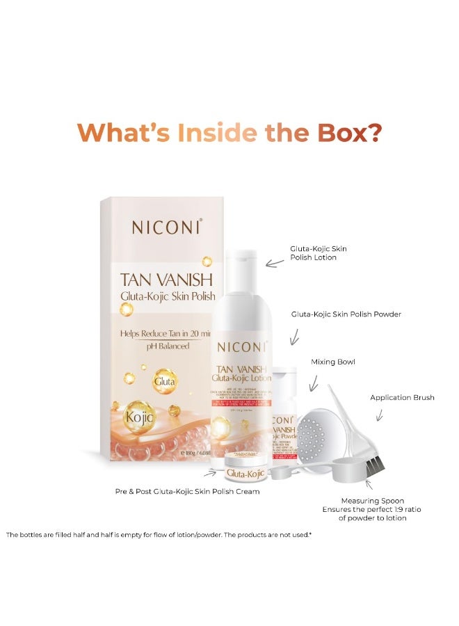 NICONI Tan Vanish Gluta-Kojic Skin Polish | Instant Tan Removal & Glow | Infused with Kojic Acid & Glutathione | Ideal for All Skin Types | Lightens Sun tan | 180g - Image 2