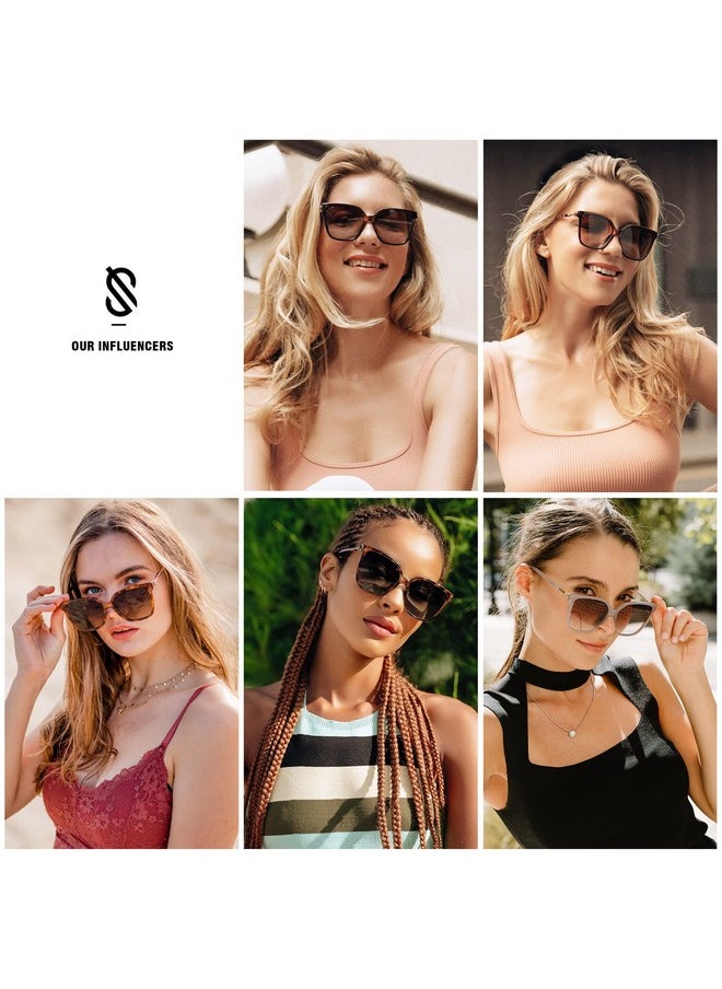 Sojos Trendy Square Sunglasses For Women Fashion Uv Protection Lens Womens Sunnies Sunglasses Sj2196 With Dark Tortoise Frame Brown Grading Lens  - Image 2