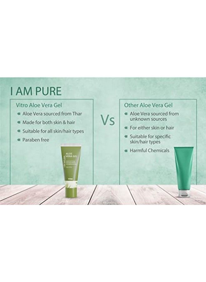 VITRO Pure Aloe Vera Gel 100 Gm For Skin And Hair With Vitamin E (Paraben Free) I Am Naturals - Image 5