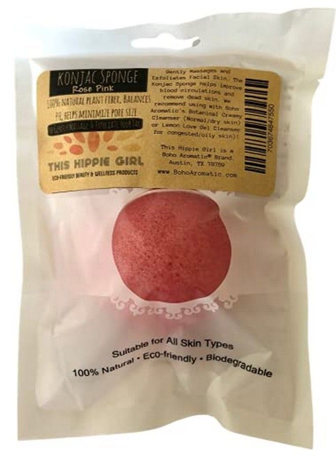 Boho Aromatic This Hippie Girl : Konjac Exfoliating Organic Facial Sponge : Plant Based Gentle Exfoliating Face Scrubbie : Oil Control Sponge : Rose Pink (Pink) - Image 1