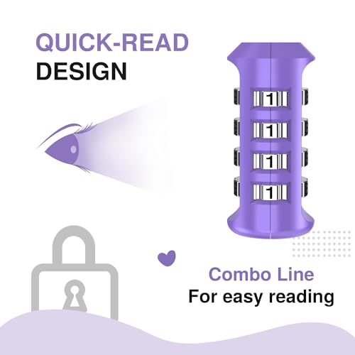 Puroma 1 Pack 2.6 Inch Long Shackle Combination Lock 4 Digit Outdoor Waterproof Padlock for Hasp Locker Lock, Sports Locker, Fence, Gate, Toolbox, Case, Hasp Storage, Cabinets (Purple) - Image 3