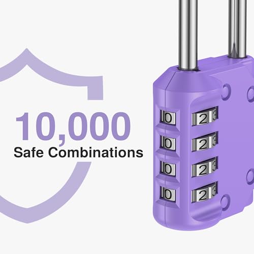 Puroma 1 Pack 2.6 Inch Long Shackle Combination Lock 4 Digit Outdoor Waterproof Padlock for Hasp Locker Lock, Sports Locker, Fence, Gate, Toolbox, Case, Hasp Storage, Cabinets (Purple) - Image 4