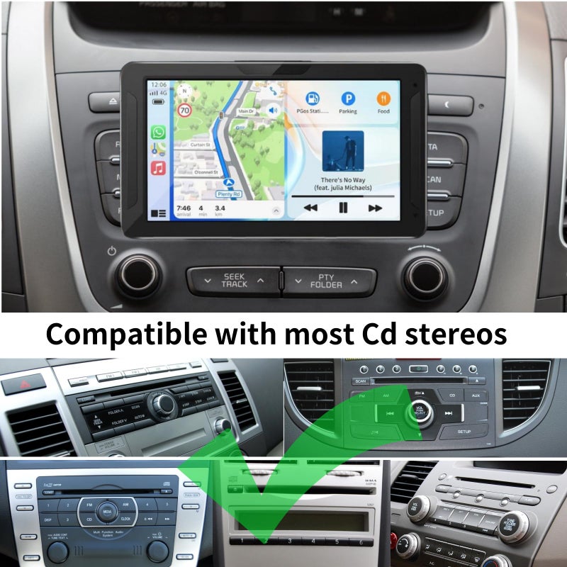 Epronic CD Slot Mount for Carplay Screen 17mm Ball Adapter with 4-Button Lock Compatible with 7-10.26 Inch Portable Car Play Baby Camera Monitors Cell Phone Replacement Cd Mount - Image 4
