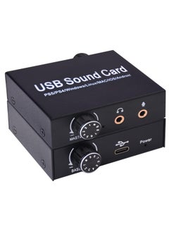 سيوسي بطاقة صوت USB خارجية، محول صوت مع تعديل مستوى الصوت والجهير، منفذ ميكروفون 3.5 مم، متوافق مع أنظمة التشغيل Windows وLinux وMAC وiOS وAndroid وPS5 وأجهزة الكمبيوتر المحمولة وأجهزة الكمبيوتر المكتبية  - Image 1