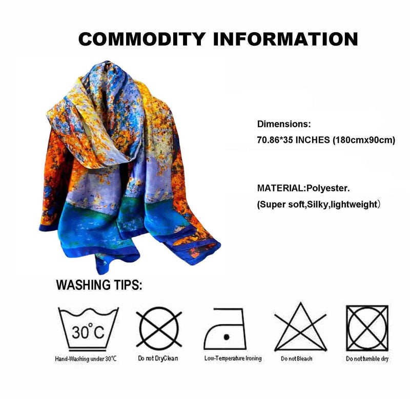 Acotavie Scarfs for Women Dressy Fashion Scarves Long Floral Pattern Scarf Lightweight Sunscreen Shawls (C028) - Image 3