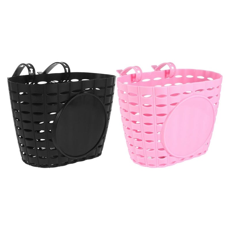Bicycle Handlebar Basket Front Storage Plastic Black And Pink 2pcs For Bikes Scooters Outdoor Cycling Carrying - Image 2