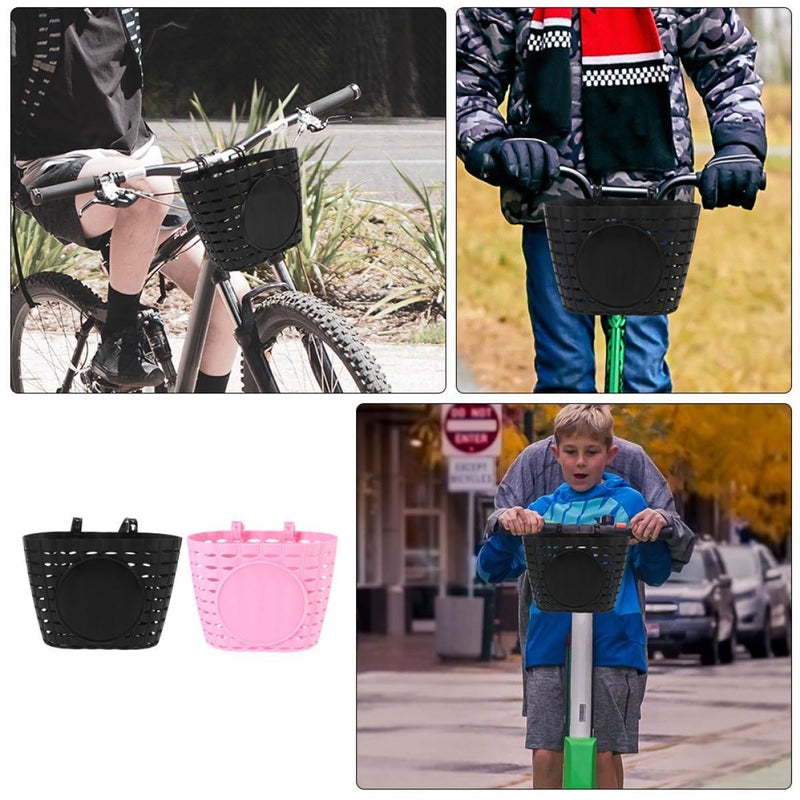 Bicycle Handlebar Basket Front Storage Plastic Black And Pink 2pcs For Bikes Scooters Outdoor Cycling Carrying - Image 4
