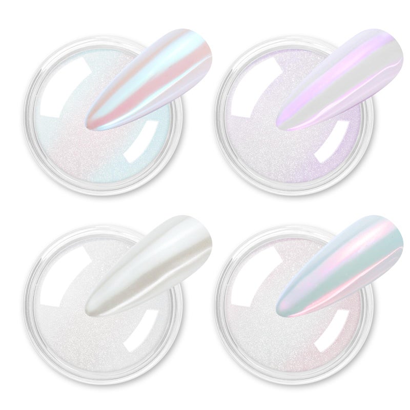 Allstarry Chrome Nail Powder 4 Colors Iridescent Aurora Powder Metallic Mirror Effect Pigment Pearlescent Mermaid Glitter Unicorn Glitter for Nail Art Manicure Decoration Home DIY Salon - Ice Series - Image 1