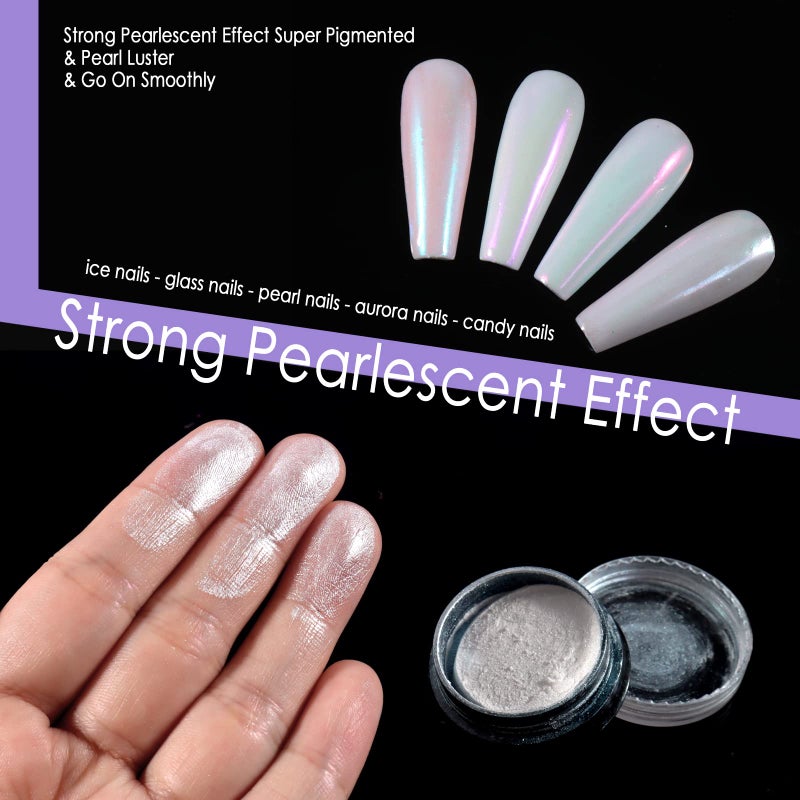 Allstarry Chrome Nail Powder 4 Colors Iridescent Aurora Powder Metallic Mirror Effect Pigment Pearlescent Mermaid Glitter Unicorn Glitter for Nail Art Manicure Decoration Home DIY Salon - Ice Series - Image 3