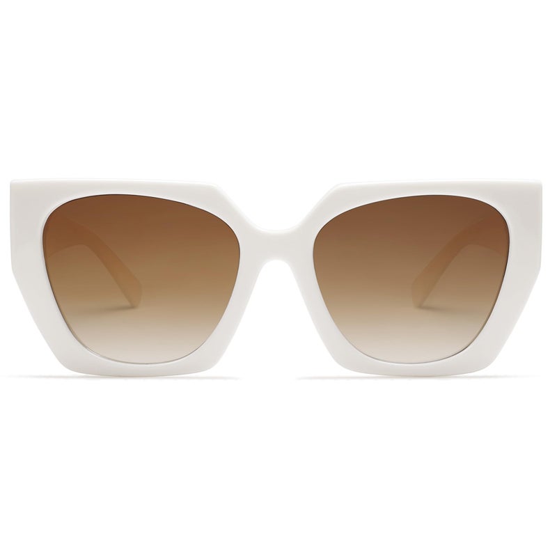 SOJOS Large Oversized Polarized Sunglasses for Women, Big Designer Womens Trendy Square Shades SJ2205, White/Light Brown - Image 1