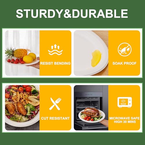WELLIFE 100 Compostable Oval Paper Plates 12 Inch 125Pack Large Heavy Duty Paper Plates BulkBiodegradable BagasseEcoFriendly Disposable Dinner Plate for BBQPicnicParty BPI CertifiedMicrowaveable - Image 5