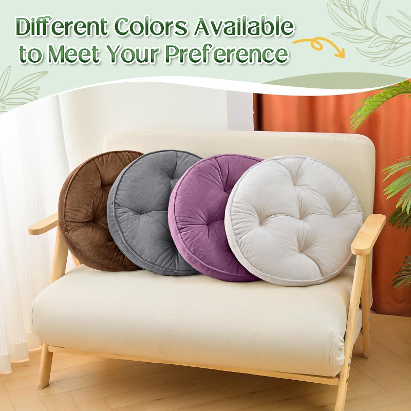 1 MIDDLE ONE Floor Pillow Set of 2, Memory Foam Meditation Cushion, Floor Cushions for Adults Sitting, Large Round Seat Cushions for Yoga, Living Room, 20x20 Inch (Round | Grey) - Image 5