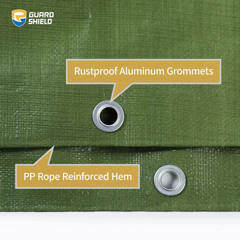 GUARD SHIELD Heavy Duty Tarp 10x10 Feet Green Multi Purpose Thick Waterproof Poly Tarp Cover 10mil - Image 4