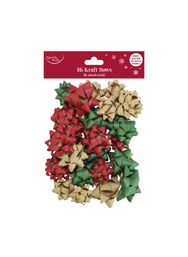 Christmas Decor, Kraft Bows - 16 pcs, China