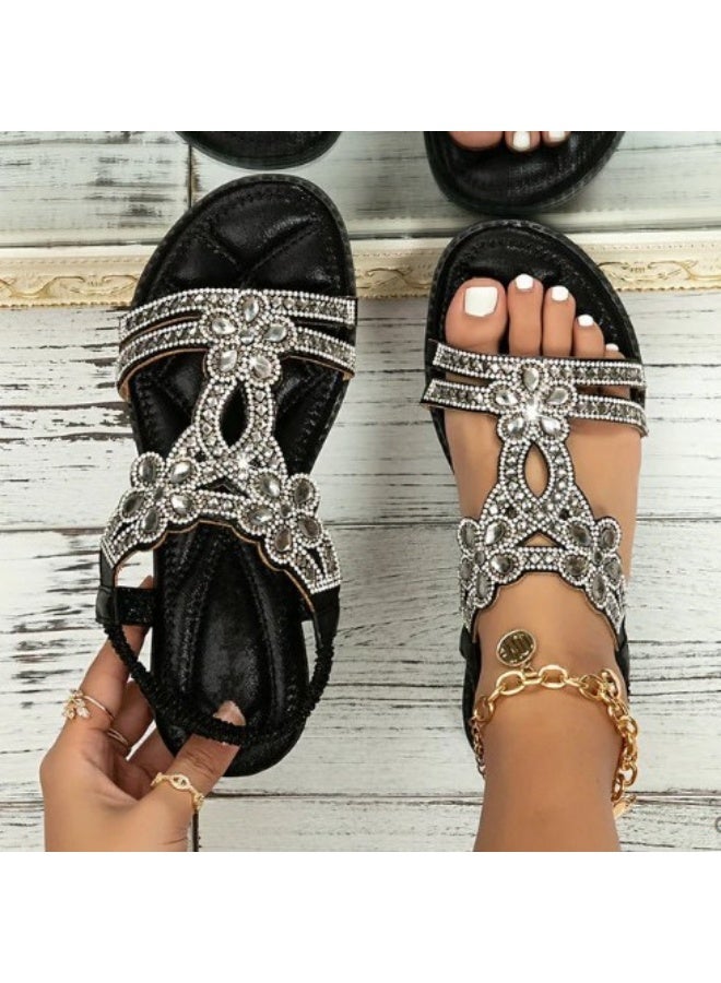 NIBEMINENT Round Toe Comfort Shoes for Women Outside Sandals Large Size Summer Heels Suit Female - Image 2