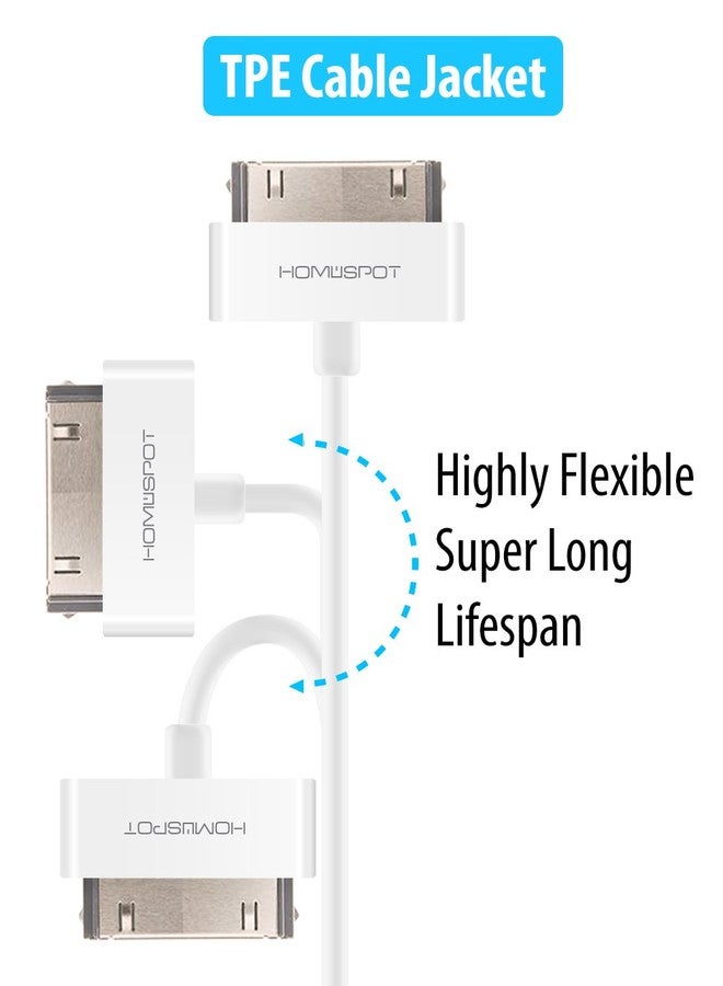 HomeSpot Sync & Charge 30 pin to USB Cable 6.6ft (2M) Extra Long Charging Cable Compatible with iPhone 4/4s, iPhone 3G/3GS, iPad 1/2/3, iPod(1 Pack - White) - Image 3