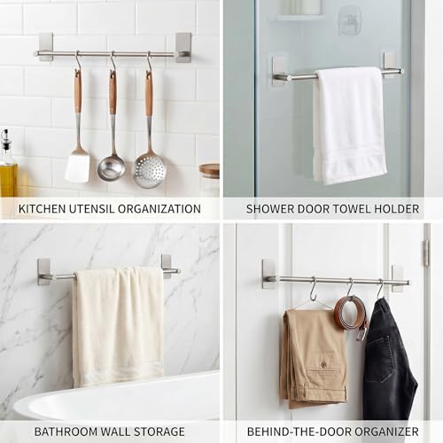 Songtec Adhesive Bath Towel Bar 24inch No Drill Stick On Towel Rack Easy Install with SelfAdhesive Premium SUS304 Stainless Steel Brush Nickle 24 - Image 3