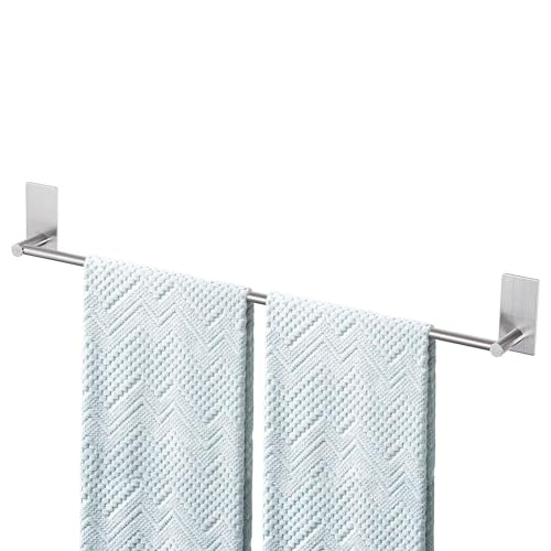 Songtec Adhesive Bath Towel Bar 24inch No Drill Stick On Towel Rack Easy Install with SelfAdhesive Premium SUS304 Stainless Steel Brush Nickle 24 - Image 1