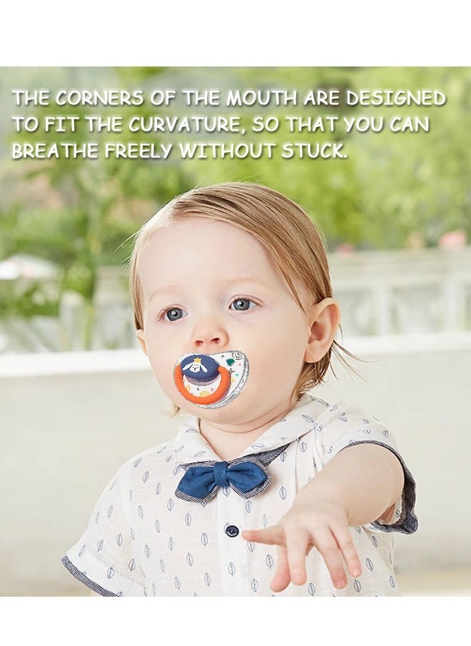 Beyond Night Soft Silicone Pacifiers Set, Baby Symmetrical Sootherwith Pacifier Clip Anti Drop Chain (Orange+Blue)  - Image 3