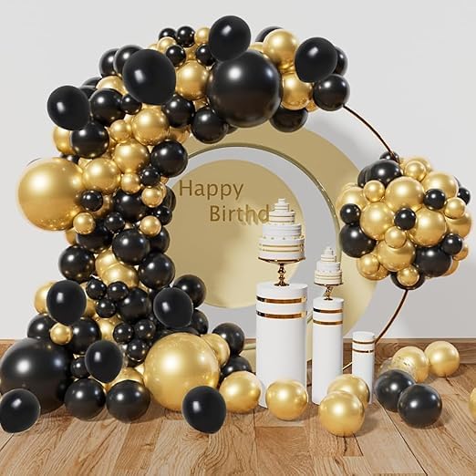 BRIJBAZAAR 100 pcs Golden Metallic Chrome Balloons for Birthday Decoration items celebration Anniversary Girls Boys Men Women - Image 2