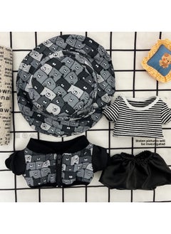 Cotton Doll 20cm Cm Doll Coat Doll Normal Body Chubby Body Naked Doll Bear Jacket Clothes-Specifications:20cm-Color:Bear Bucket Hat + Jacket + T-shirt + Leather Pants