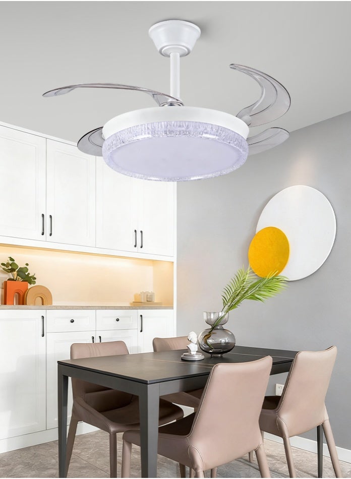 مودي مروحة سقف LED بقوة 72 واط مع جهاز تحكم عن بعد، شفرات حديثة قابلة للسحب، محرك صامت، إضاءة قابلة للتعتيم بثلاثة ألوان (3000 كلفن/4000 كلفن/6500 كلفن)، مروحة ذكية منخفضة الضوضاء لغرفة النوم، غرفة المعيشة، المطبخ - Image 1