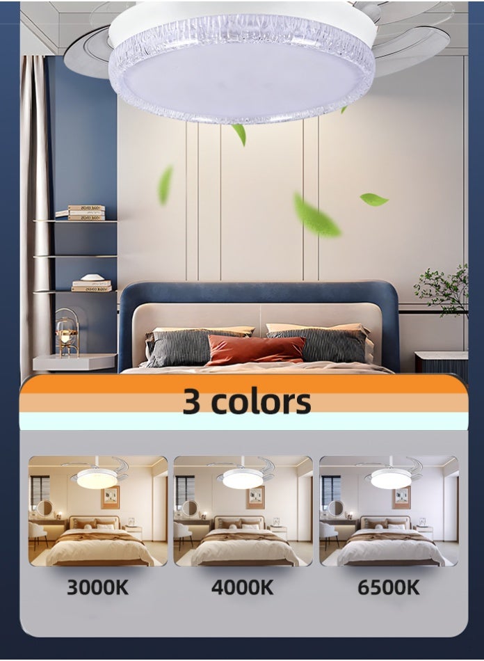 مودي مروحة سقف LED بقوة 72 واط مع جهاز تحكم عن بعد، شفرات حديثة قابلة للسحب، محرك صامت، إضاءة قابلة للتعتيم بثلاثة ألوان (3000 كلفن/4000 كلفن/6500 كلفن)، مروحة ذكية منخفضة الضوضاء لغرفة النوم، غرفة المعيشة، المطبخ - Image 3